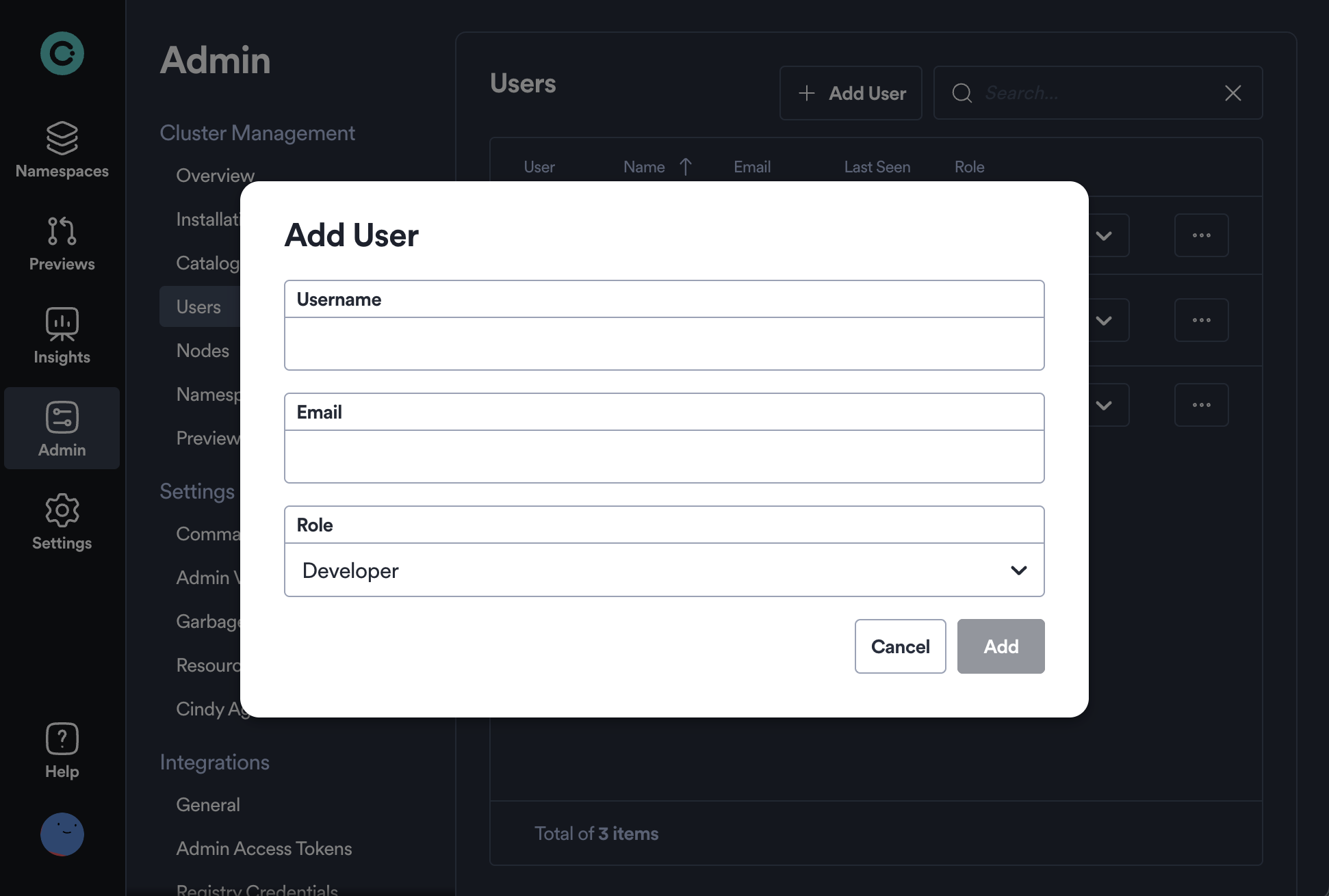 generating an invitation link for a new user